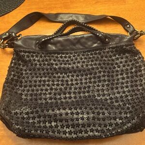 Errelleventdue Italian Leather Black Hobo Shoulder Bag.  EUC